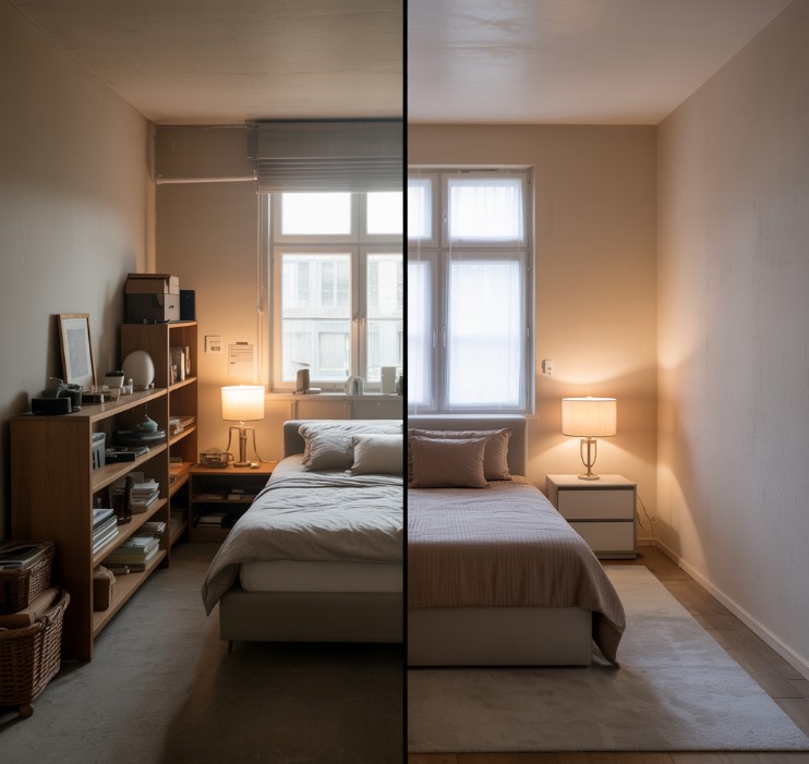 Neuredna i uredna spavaća soba